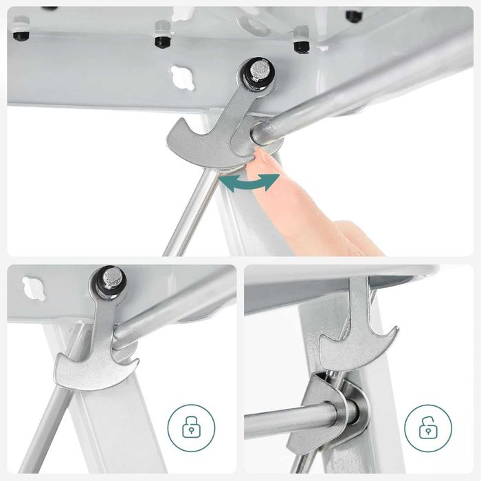 SONGMICS składany podnóżek stalowy 1-stopniowy 150 kg GSL01WT