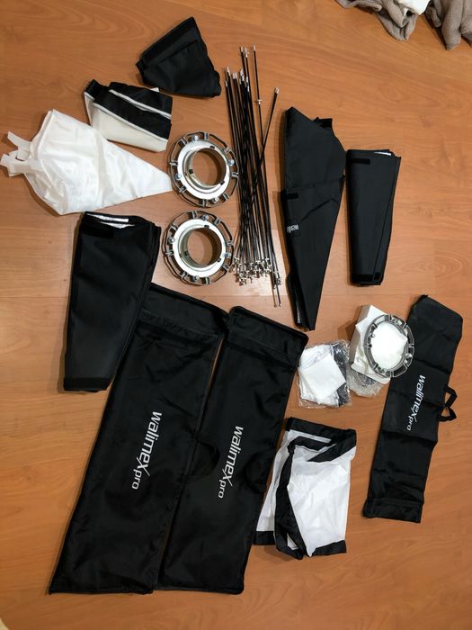 Kit Completo Walimex Pro – 2 Flashes VC-400 400Ws + Softboxes + 3 Tripés