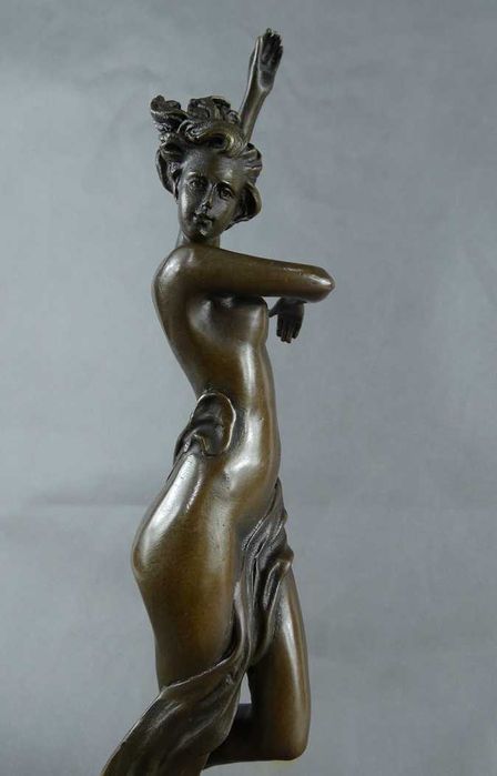 Figura TANCERKA Akt kobieta BRĄZ marmur RZEŹBA sygnowana pieczęć 36 cm