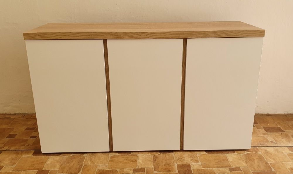 Szafka pod akwarium Dąb Sonoma+białe 120x40i70 blat i PRZEGRDY 36mm