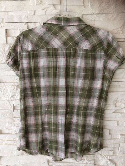 Koszula koszulka krata w kratę zielona zielony t-shirt vintage boho