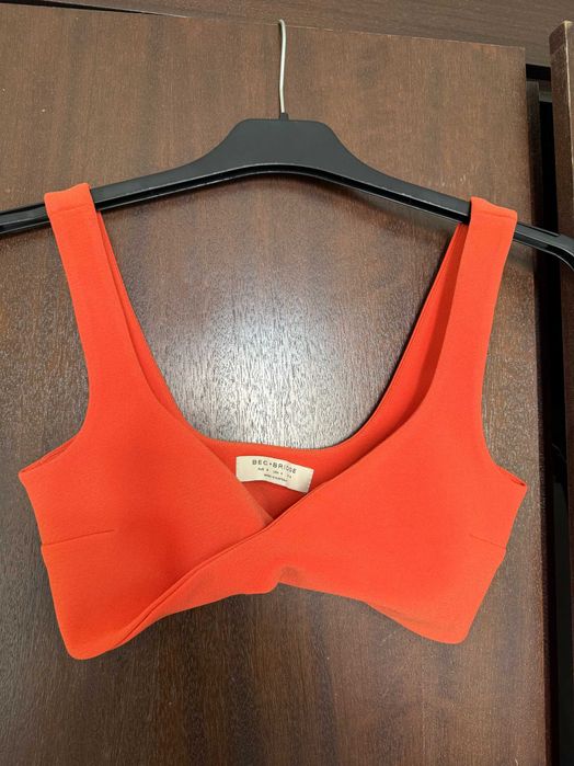 Bec & bridge Top curto S estilo bandage laranja alças finas