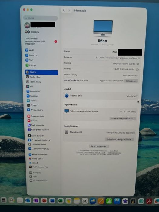 Apple iMac 27" 5K i5 "2020" 10GEN 24GB SSD 256GB RADEON GWARANCJA!