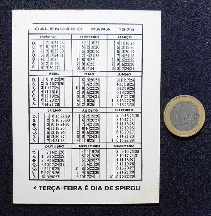 Antigos e Raros "CALENDÁRIOS SPIROU" ~ de Coleção ~ 1979 ~ #1