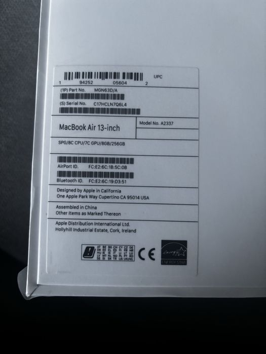 MacBook Air M1 8GB 256GB Space Gray NOWY W FOLII nówka box de