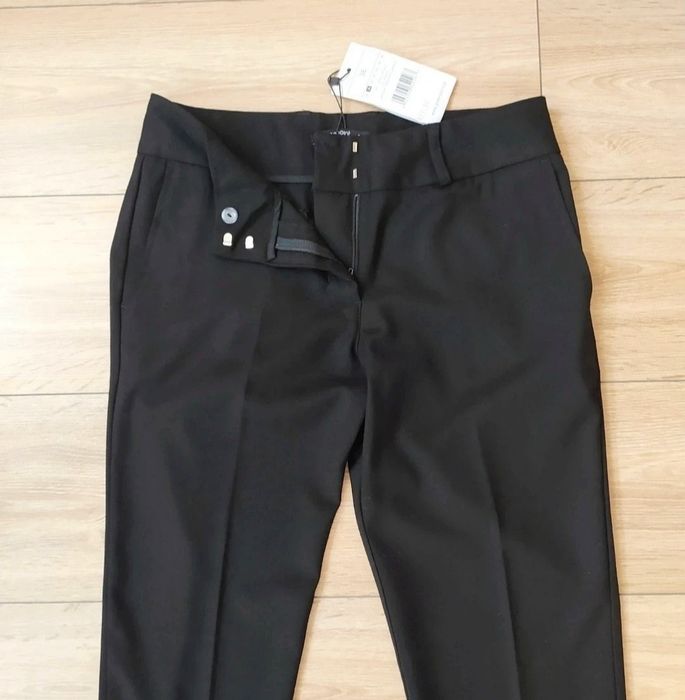 Eleganckie spodnie w kant czarne S 36 do kostek cygaretki