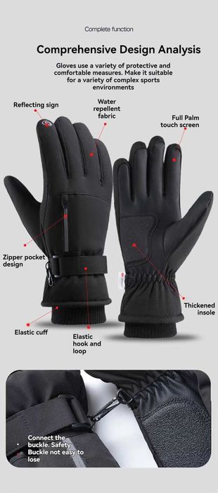 Zimowe wodoodporne rękawice sportowe do ekranu dotykowego.