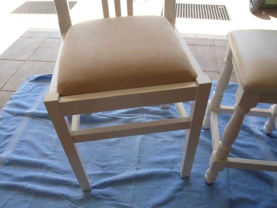 Banco e cadeira lacado branco