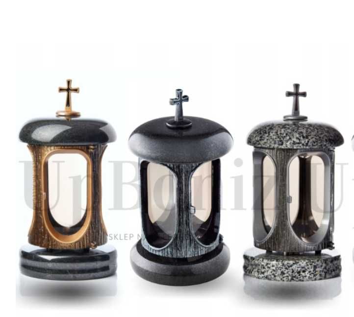 Lampion Granitowy na Pomnik znicz na Grób szary latarnia