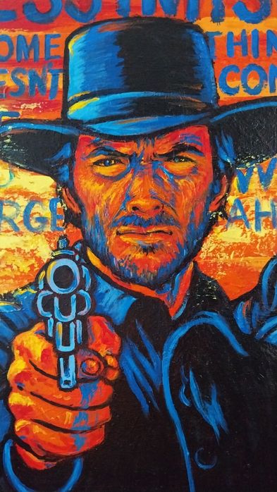 Abstrakcja Clint Eastwood Pop Art 60x90 duży malowany obraz