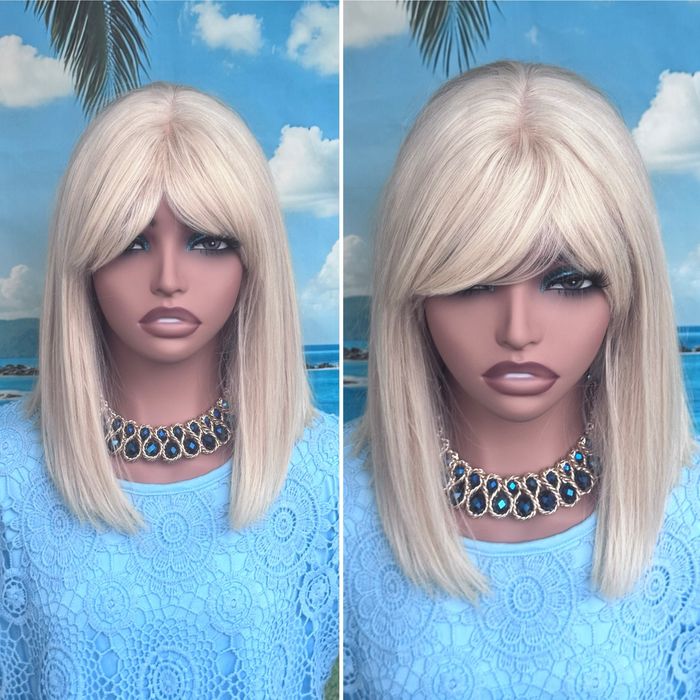Натуральный парик с чёлкой шёлк кожа славянка детский волос блонд люкс