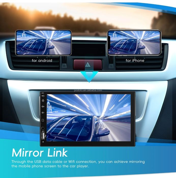 Autorrádio 1Din 7" CarPlay/Android Auto | Bluetooth USB | Mirror Link
