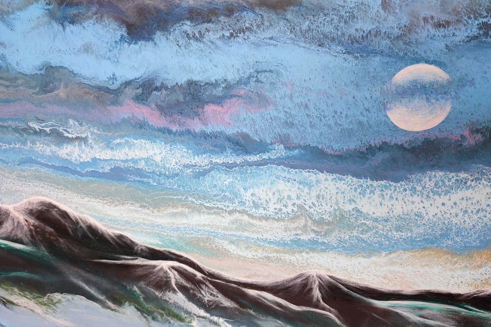 Ręcznie malowany Krajobraz górski Płótno 40x70 Pejzaż akrylowy