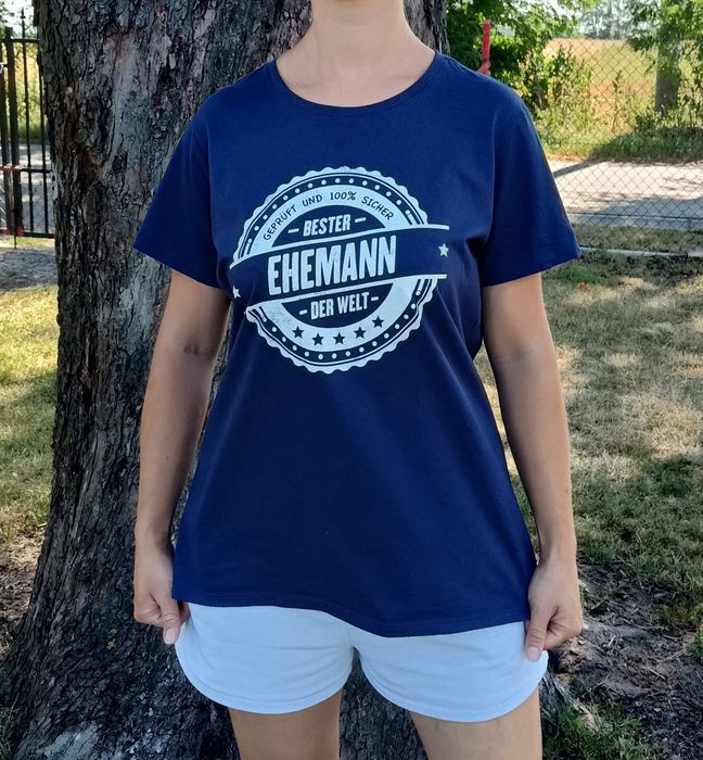 Bawełniany damski granatowy tshirt XL