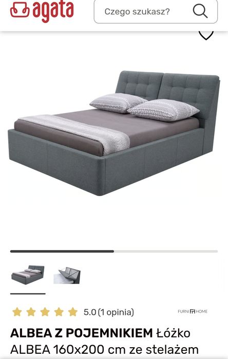 Agata meble łóżko 160x200 welur