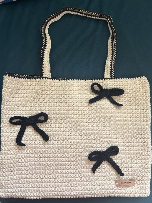 Saco de crochet - tote bag e bolsa telemovel Feito à mão