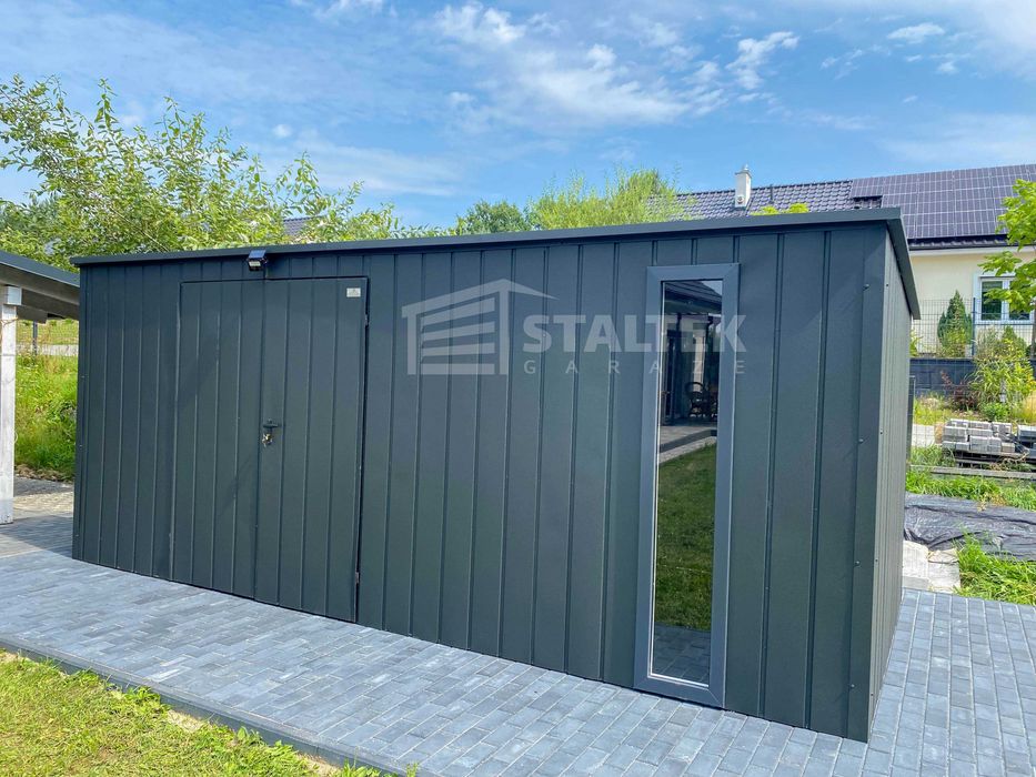 Domek ogrodowy 5,5x2m wiata 0,5m brama okno dach spad w tył ST199