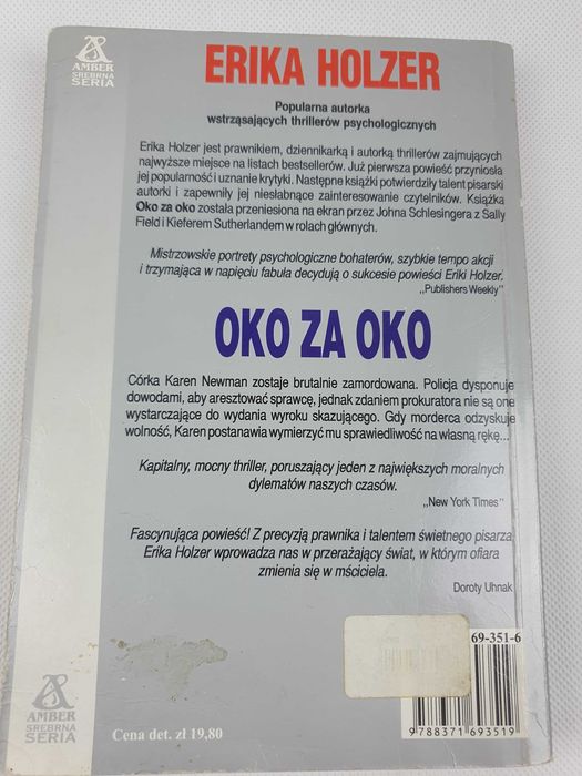 Książka Oko za oko, Erika Holzer