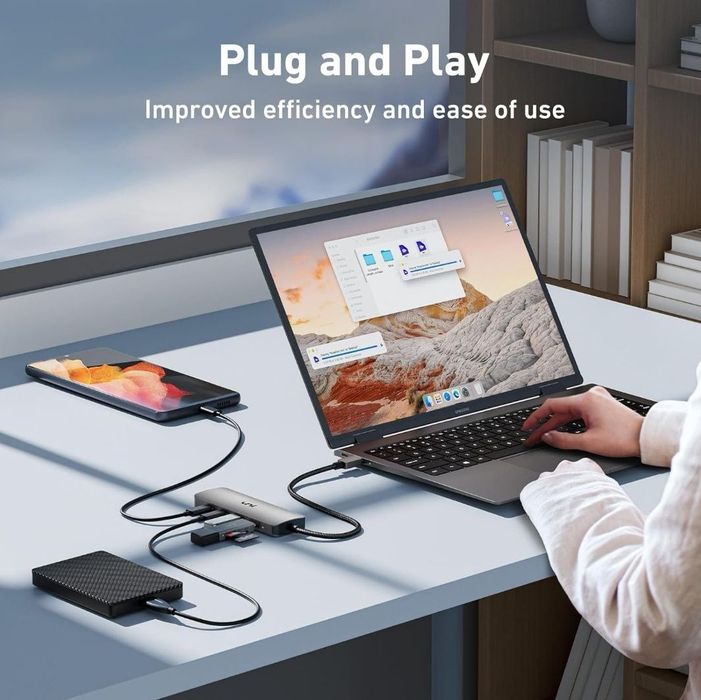 Adapter USB-C HUB 4w1 USB - C pleciony kabel U