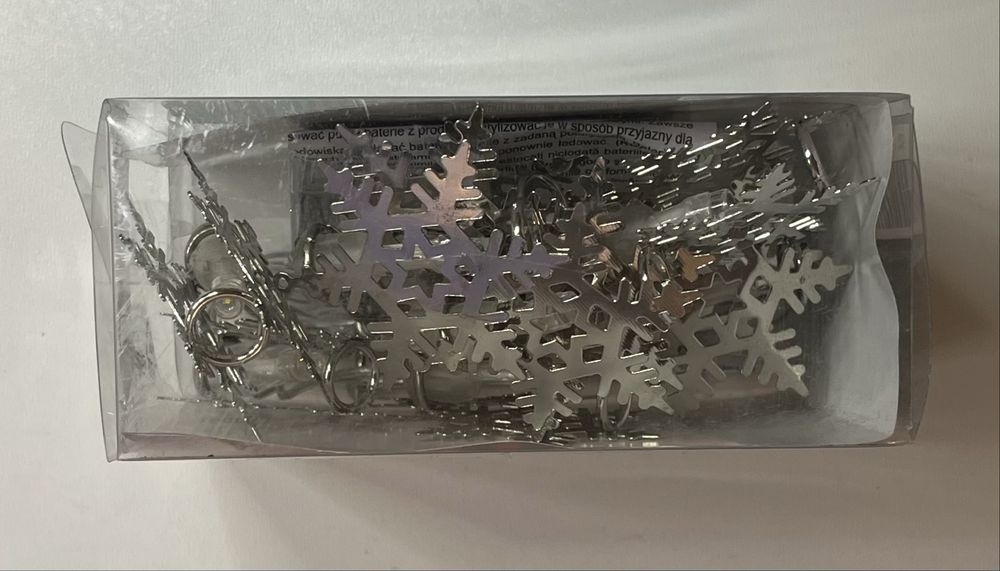 Lampki LED łańcuch srebrne gwiazdki 10 LED 90 cm