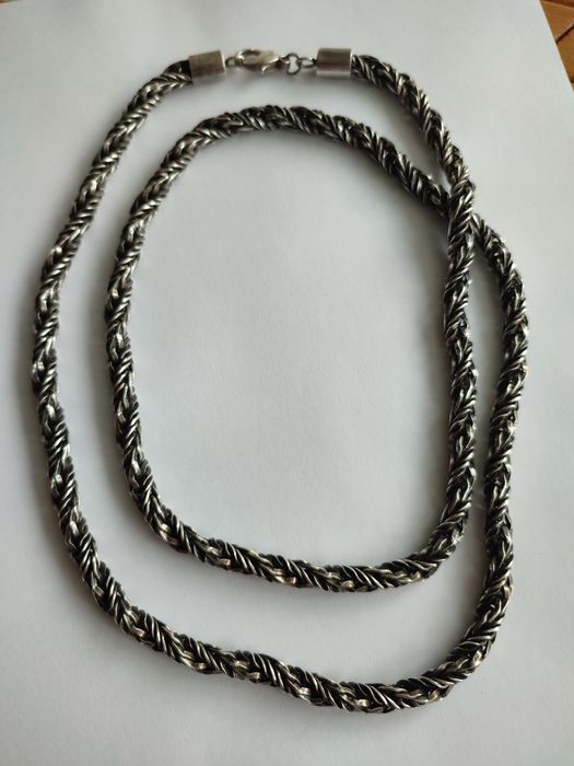 Łańcuszek-naszyjnik srebro oksydowane białostocki Warmet Biamet B