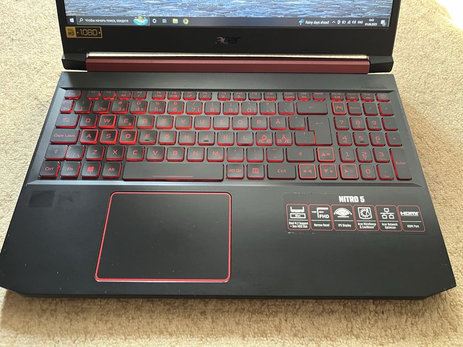 Потужний Ігровий ноутбук Acer Nitro 5 (Ryzen 5, SSD 512GB, RX560 4GB)