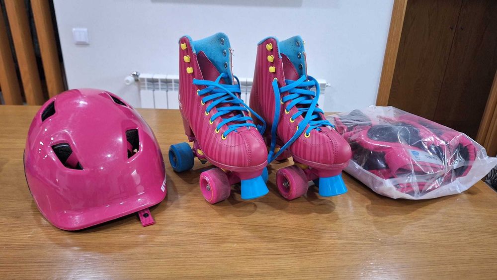 Conjunto Patins Menina Rosa