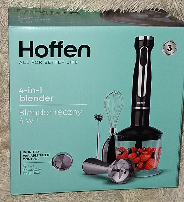 1zł Wysyłka Blender Reczny 4w1 Hoffen 1000W Nowy