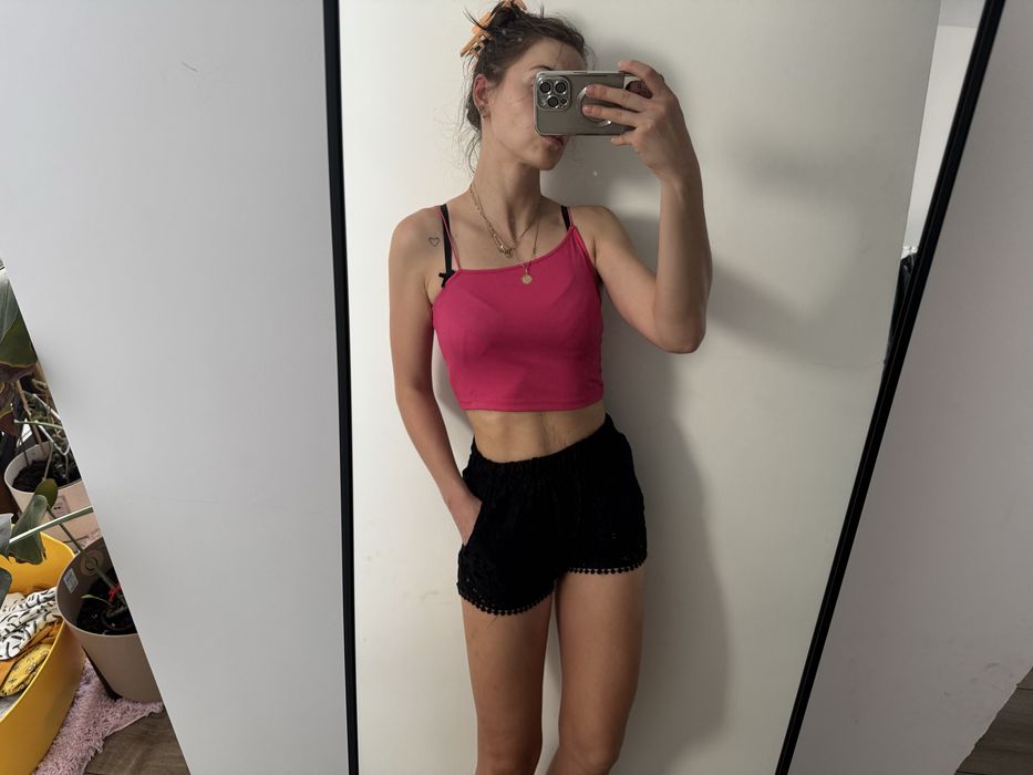 Bluzeczka top crop różowy prążek