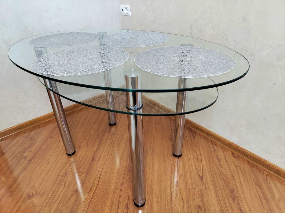 Стол стеклянный обеденный кухонный Стіл скляний