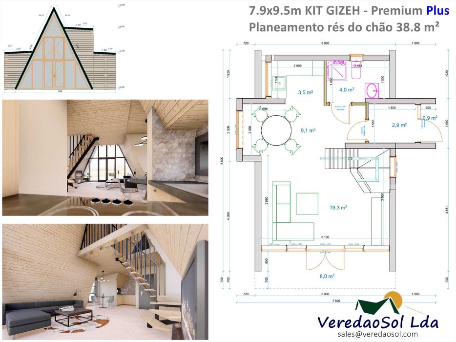 Casa Madeira KIT GIZEH 52.8 m² Pré-fabricada - Preço imbatível