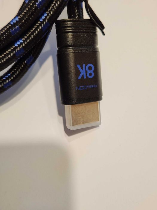 Kabel HDMI deleyCON 1.50 m 8K Ultra Certified MK4073 oplot czarno-niebieski 1,5 metra