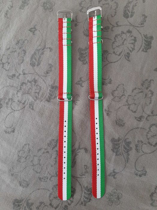 Ремешок нейлон к часам,18 мм, итальянский флаг.Фанатам, футбол,подарок