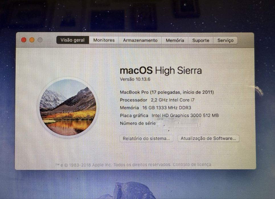 Macbook Pro 17 polegadas - i7 SSD500gb 16gb RAM
