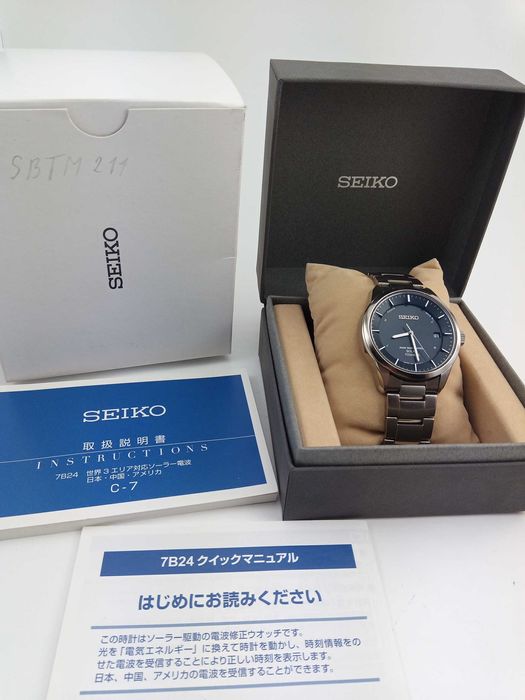 Мужские часы Seiko Solar SBTM211 титан радиоконтроль сапфир Japan made