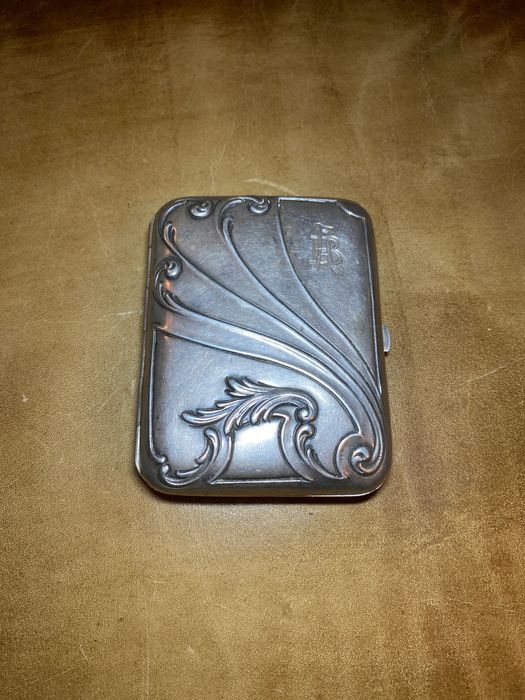 Cigarreira Arte Nova Prata Portuguesa Contrastada Javali 8,5 cm