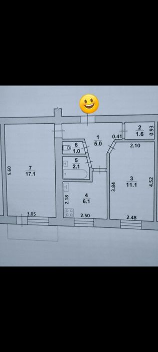 Продається 2х кімнатна квартира в цегляному будинку.