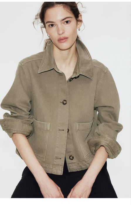 Джинсова куртка S-М, кольору хакі, H&M