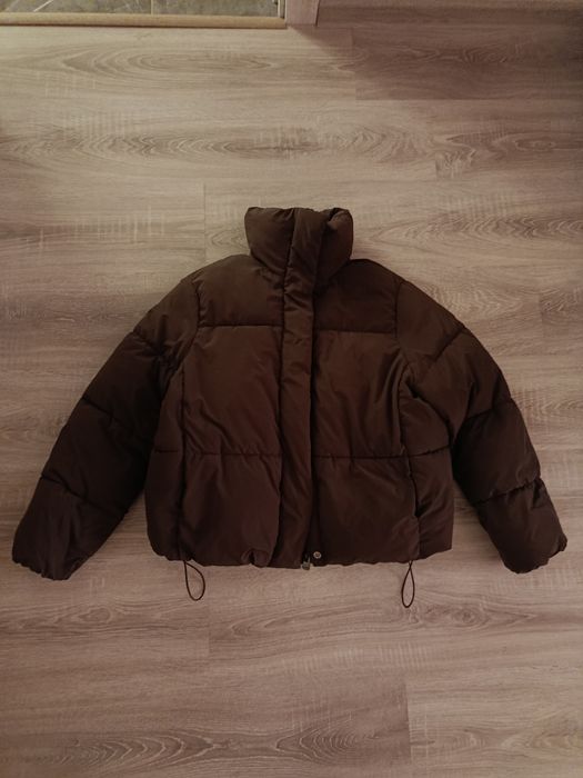 Куртка зимняя пуховик пуффер pull bear 42 s шоколадный коричневый