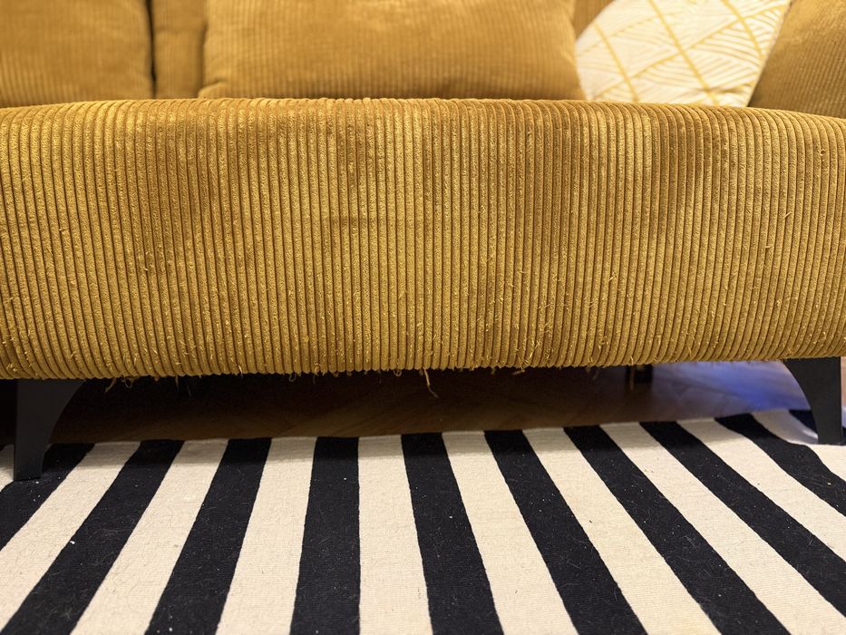 NESSO Narożnik sztruksowy rozkładany musztardowy, lewy.