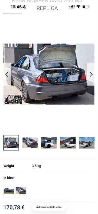 Задній бампер bmw e46 m3 стиль mikinka project