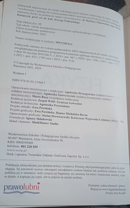 Sprzedam podręcznik do fizyki kl 3 WSiP