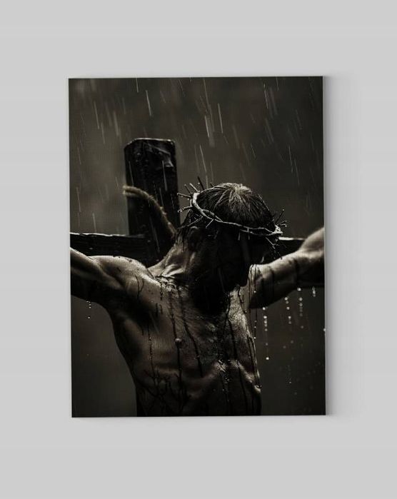 Obraz na płótnie Jezus Chrystus w koronie cierniowej na krzyżu 90x120