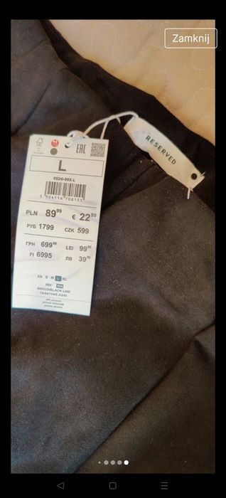 Damskie welurowe spodnie rozmiar L