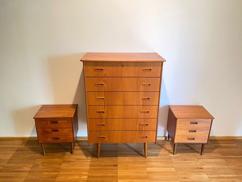 {REZERWACJA} Duńskie stoliki nocne plus komoda vintage lata 70te skandynawski minimal
