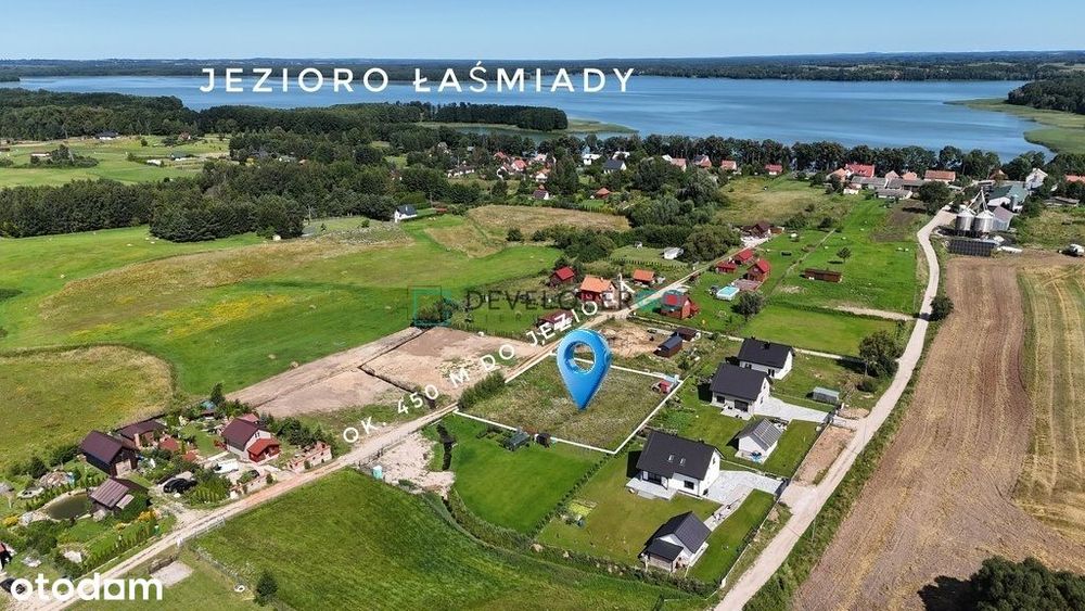 Działka budowlana z WZ, 440 m od jeziora Łaśmiady