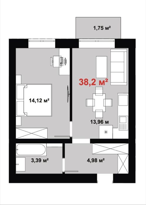 1-кімнатна квартира, можливість розтермінування