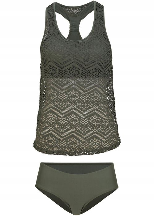 B.P.C tankini oliwkowe ażurowe z figami 42.