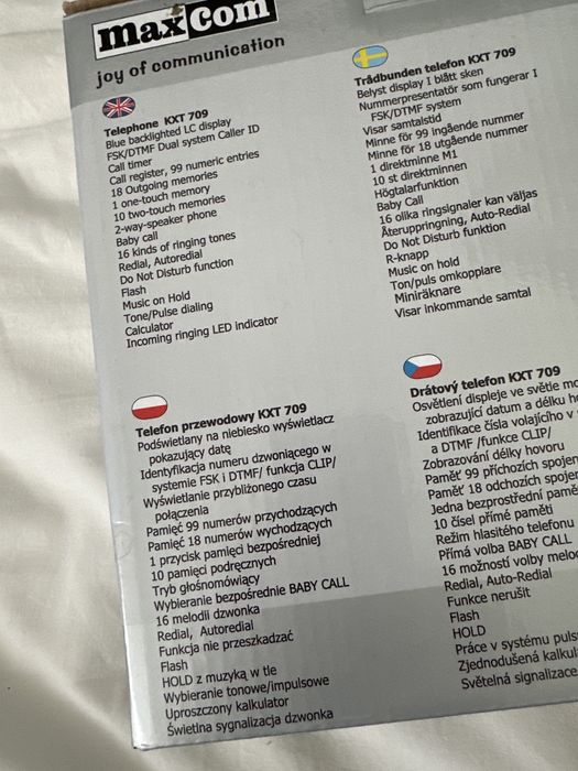 Telefon stacjonarny Maxcom KXT709 tryb głośnomówiący Nowy Fabrycznie