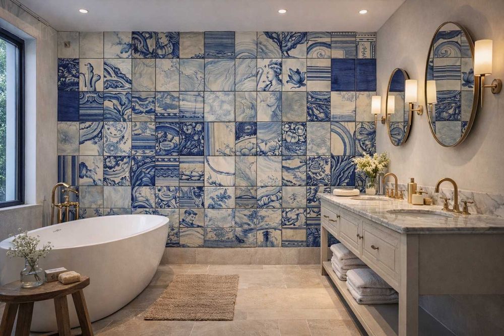Painel de Azulejos Portugueses Sec. XX | Patchwork | 285cm